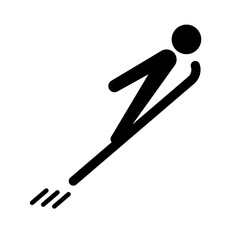 Jumping skier silhouette icon. Vector.