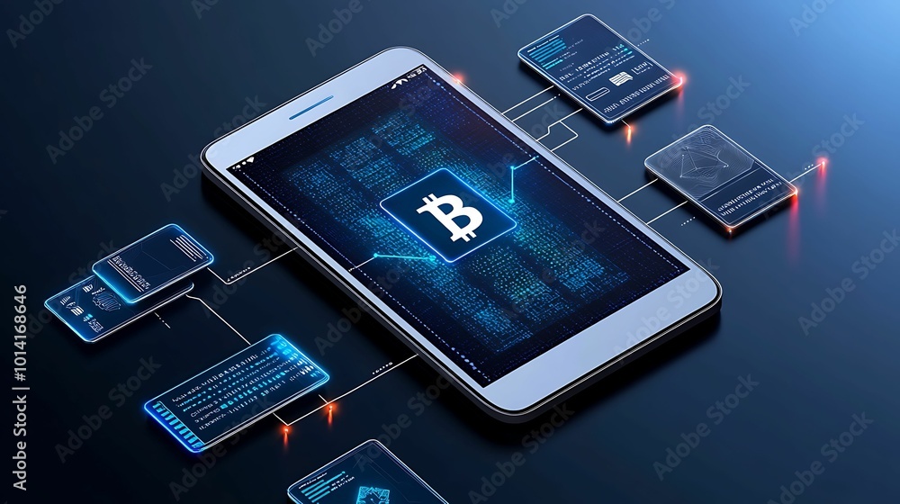 Poster exploring the future of cryptocurrency how mobile technology is transforming digital finance