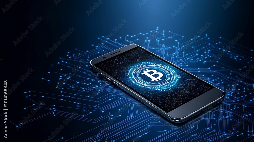 Poster exploring the future of cryptocurrency the role of mobile technology in bitcoin transactions