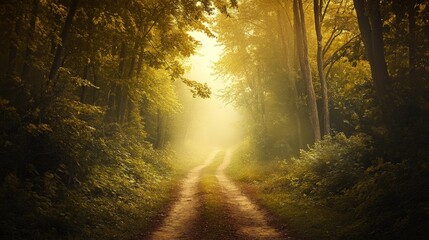 Fototapeta premium Scenic quote background with a forest trail leading into the distance, symbolizing the journey ahead.