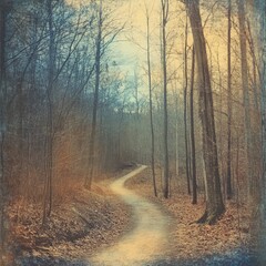 Naklejka premium Scenic quote paired with an artistic landscape of a forest trail, creating a peaceful and reflective Facebook image.