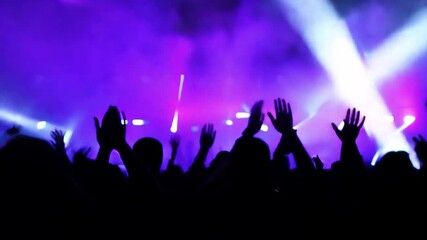 Crowd cheering and applauding during live music show