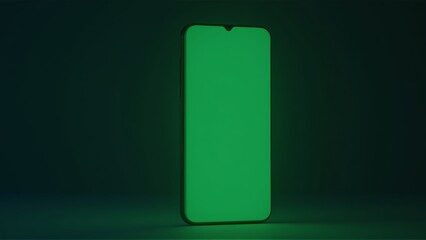Green Glowing Smartphone on Dark Background