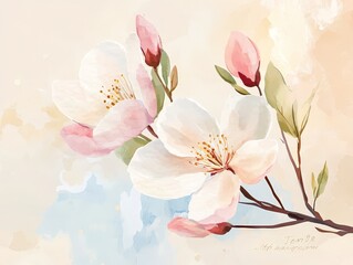 Spring blossoms in pastel colors with a motivational quote about renewal and growth, ideal for a fresh, uplifting message.