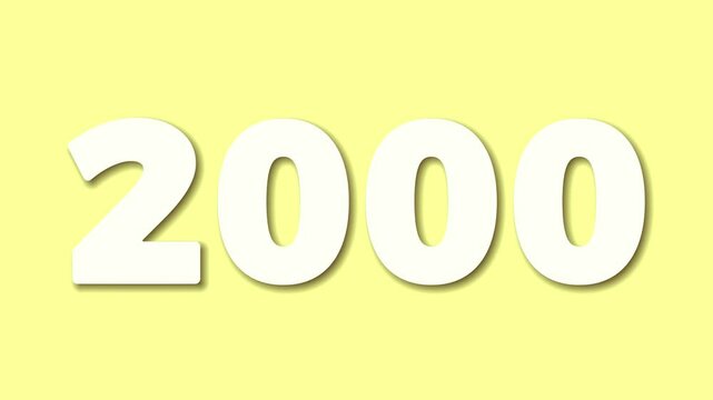 Moving white 2000 writing, yellow background 4k resolution