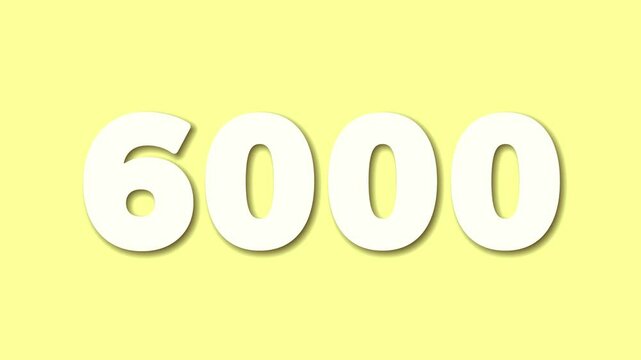 Moving white 6000 writing, yellow background 4k resolution