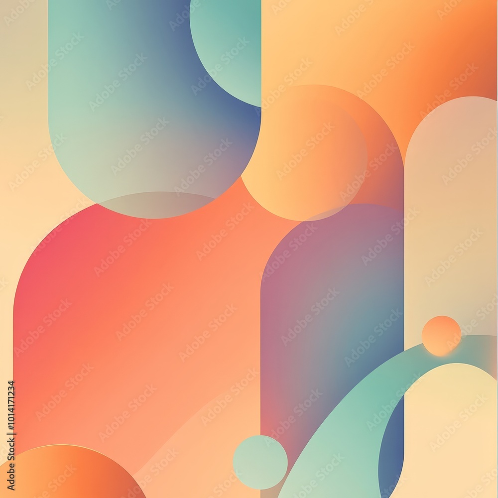 Poster uplifting quote paired with a modern illustration of overlapping shapes in soft gradients, perfect f