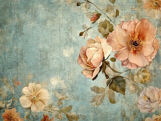 Vintage-style floral pattern with faded colors and a textured background for an elegant quote design.