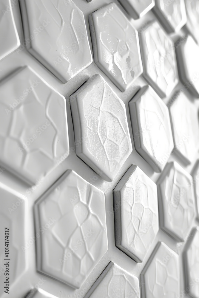 Poster the elegant arrangement of hexagonal tiles creates a captivating texture on the wall, showcasing a c