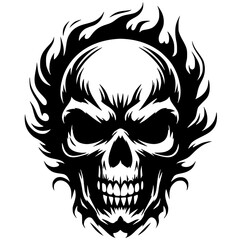 Fiery skull silhouette