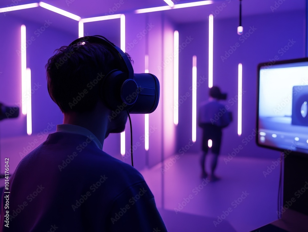 Poster designers developing immersive environments for virtual reality experiences, focusing on realistic t
