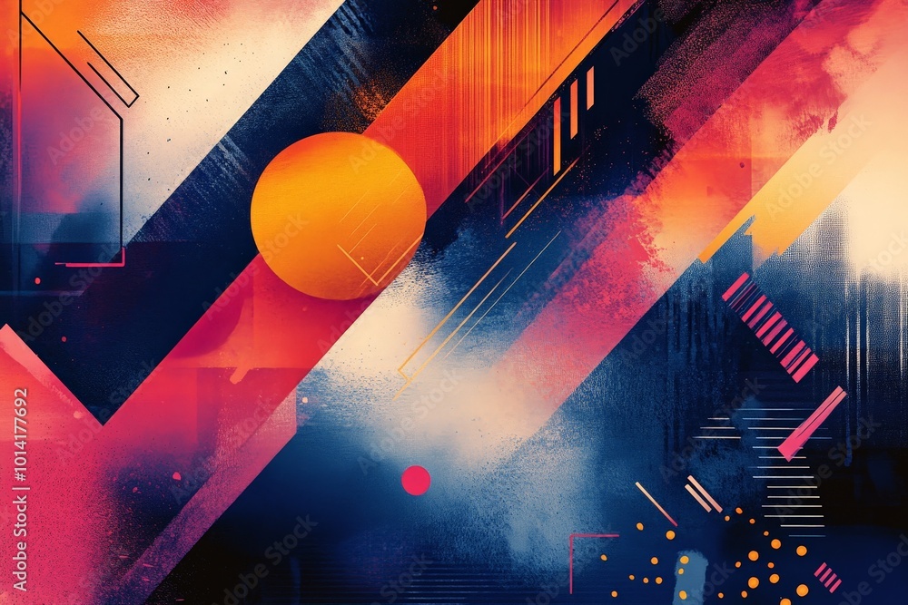 Aufkleber futuristic-style quote with abstract shapes and geometric designs, creating a dynamic and bold faceb