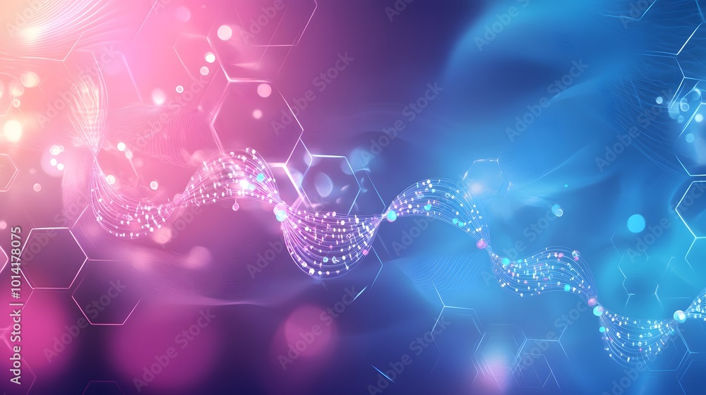 Aufkleber abstract digital network with glowing lines and hexagons