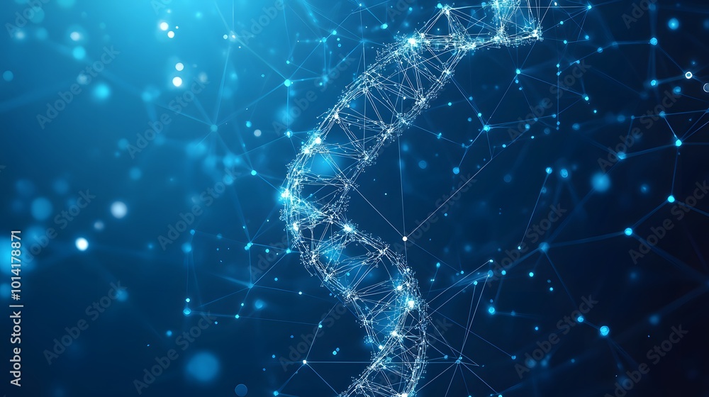 Poster abstract representation of a dna helix in a network structure