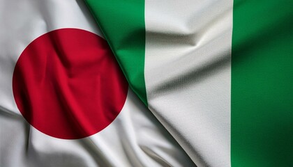 Obraz premium 日本の国旗とナイジェリアの国旗(Japan flag & Nigeria flag.) 