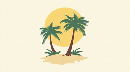 Obraz premium Versatile tree illustration featuring palm tree, family tree, and tree logo concepts. The design combines nature's elegance with symbolic meanings, making it perfect for branding, 