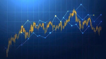Vibrant Stock Market Graph on Blue Background