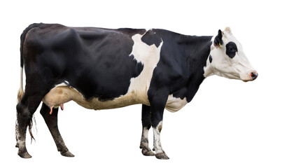 White and Black Cow Isolated on Transparent Background – High-Resolution PNG