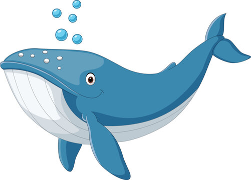 Illustration of cartoon blue whale