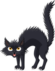 Illustration of cartoon scary black cat