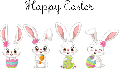 Illustration of cartoon cute Easter rabbit