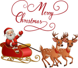 Cartoon santa clause riding a sleigh
