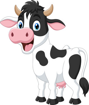 Happy cartoon cow isolated on white background