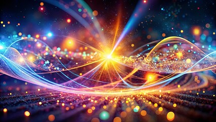 Obraz premium Cosmic Symphony of Light and Dust A Mesmerizing Display of Intertwining Energy Waves and Shimmering Stardust