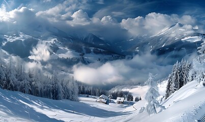 Winter in the swiss alps (Braunwald, Glarus, Switzerland)