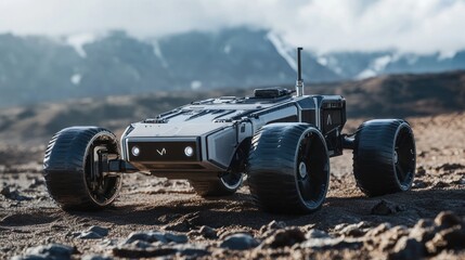 Futuristic Rover in a Desolate Landscape