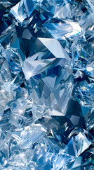 Shining blue diamonds on shiny background close-up with copy space, jewelry banner with space for text