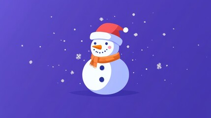 Christmas snowman flat design, winter wonderland theme, animation, vivid 