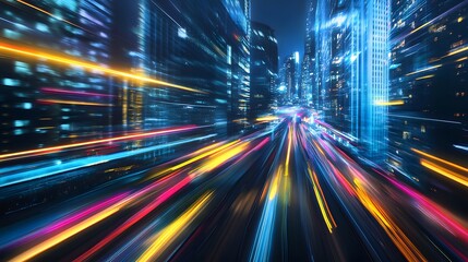 Fototapeta premium Abstract Light City Speed Motion. 