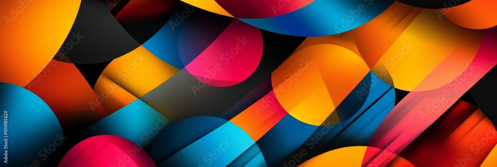 Aufkleber abstract colorful shapes - dynamic design, featuring overlapping circles, geometric patterns, vibran