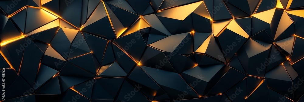 Poster abstract geometric surface with golden highlights, a modern and dynamic image symbolizing technology