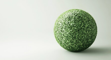 A perfectly round, green sphere sits on a white background.
