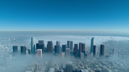 Fototapeta premium Urban skyline polluted air smoke smog haze choking buildings environment degradation. AI generated
