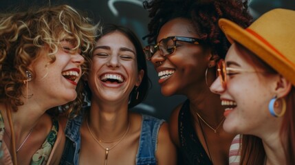 Diverse Group of Joyful Friends Laughing and Celebrating Together