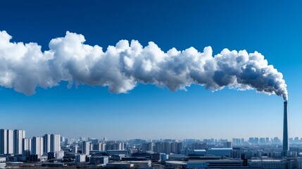 Obraz premium Urban skyline polluted air smoke smog haze choking buildings environment degradation. AI generated