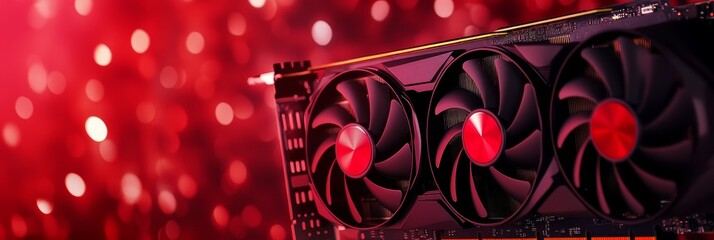 Powerful Gaming Graphics Card with Triple Fans and Red LED Lighting, perfect for high-end gaming and demanding applications.