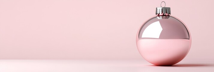 Pink Christmas ornament on a pink background, perfect for holiday decorations, minimal design, celebration, and winter.
