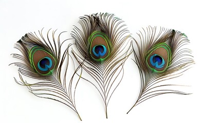 Obraz premium Peacock feathers on white background