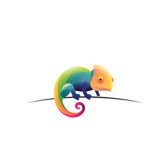 Cute Colorful Chameleon Logo Design