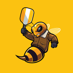 Bumblebee Holding a Pickleball Paddle