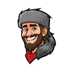 American Trapper Wearing a Fur Hat