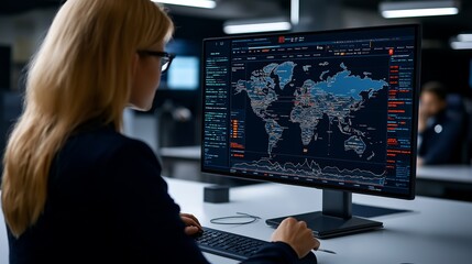 Real-time data global financial market analysis tools strategic investment map overlay 3D digits. AI generated.