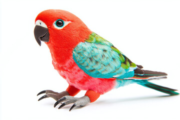 a cute red parrot stuffed toy isolated on white background