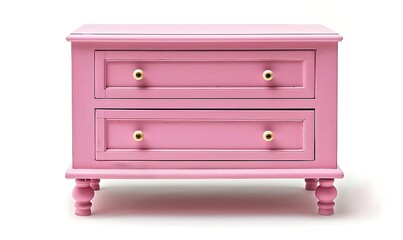 Pink children&rsquo;s chest of drawers isolated on white background