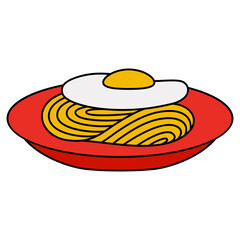 noodles and eggs on a plate