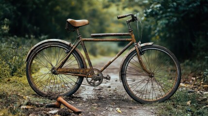 Fototapeta premium Dirty bicycle cut for white isolated